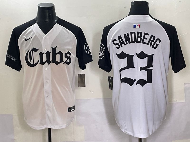 Men 2025 Chicago Cubs #23 Sandberg White black Five generations Joint Name Nike MLB Jersey style 62311
